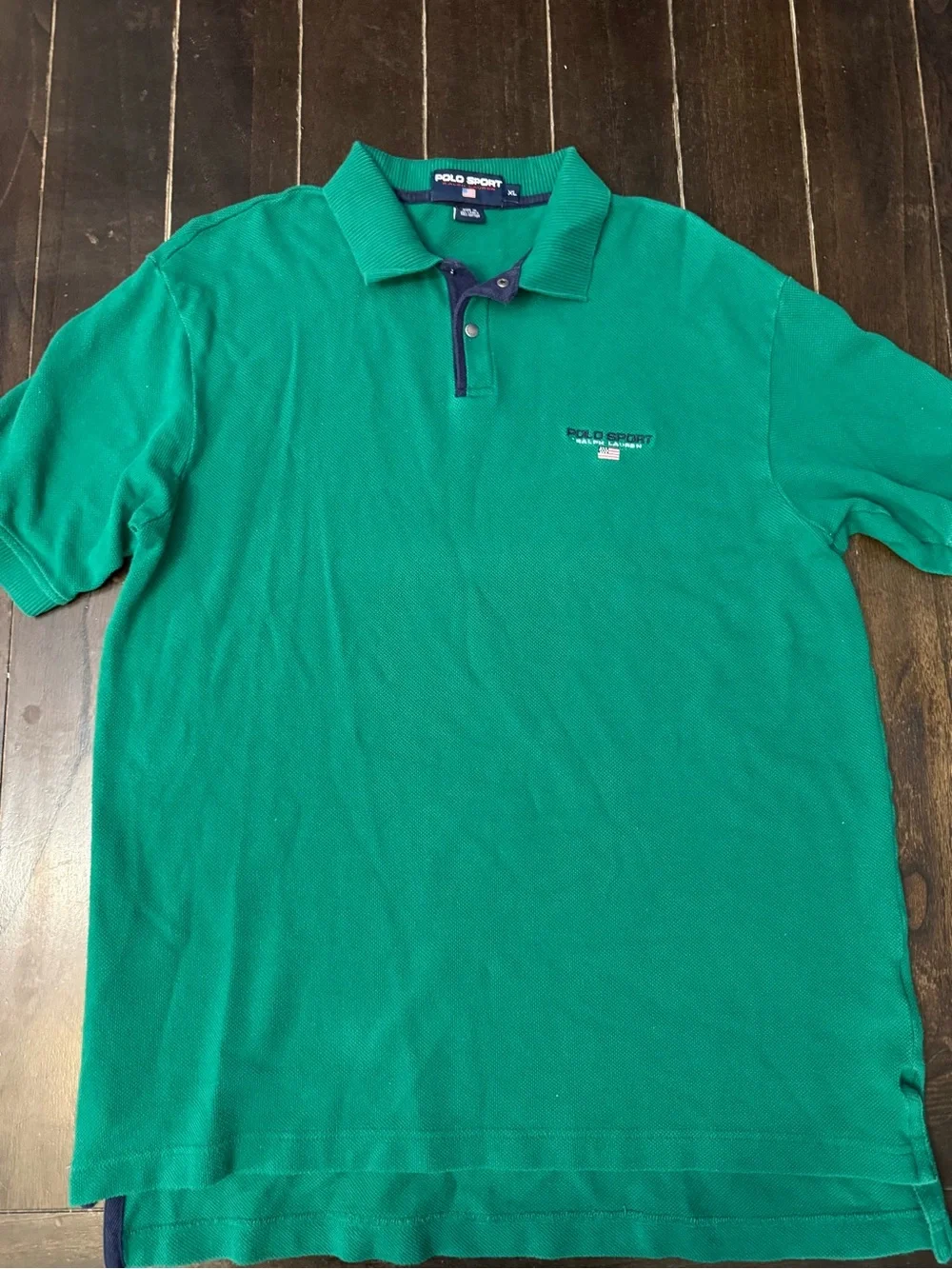 Polo Sport Ralph Lauren Polo Shirt XL Green USA Flag Embroidered 100% Cotton